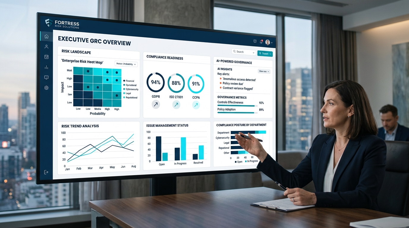MithaqCloud Executive GRC Overview Dashboard